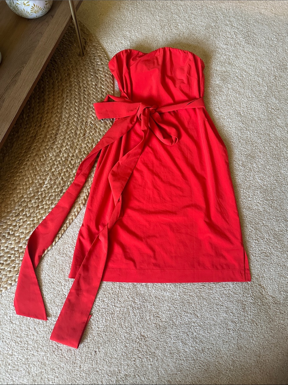 Athleta Strapless Red Tie-Waist Dress